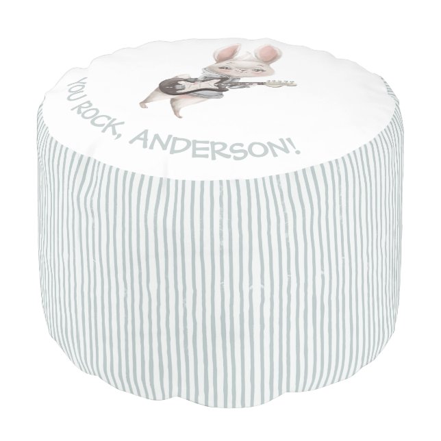 You Rock Bunny Round Pouf (Angled Back)