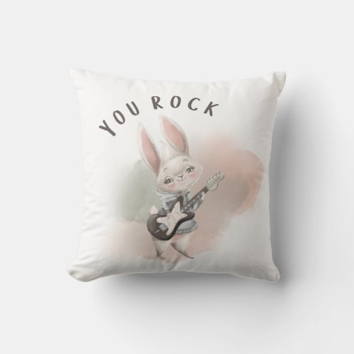 You Rock Bunny Throw Pillow