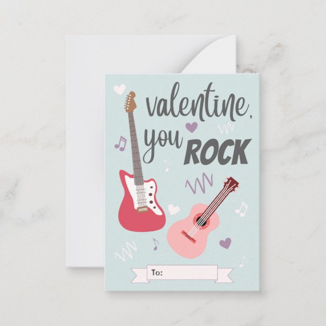 You Rock Classroom Valentine's Day Note Card (Front)