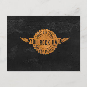 You Rock Dad Orange Black Emblem Postcard