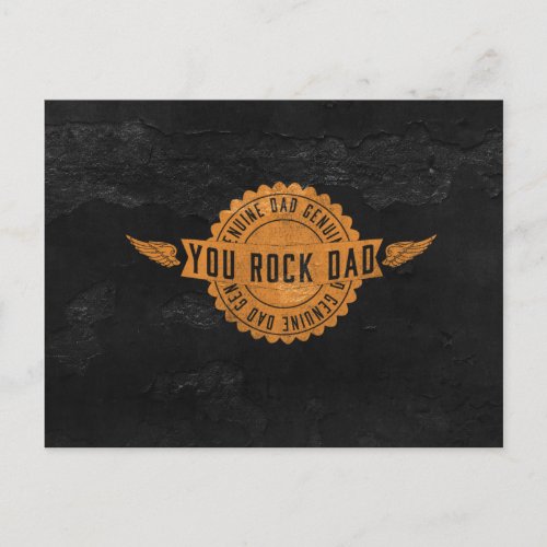 You Rock Dad Orange Black Emblem Postcard