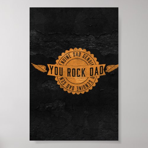 You Rock Dad Orange Black Emblem Poster