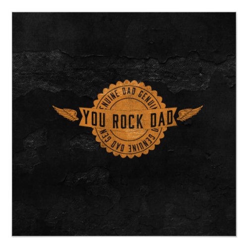 You Rock Dad Orange Black Emblem Poster