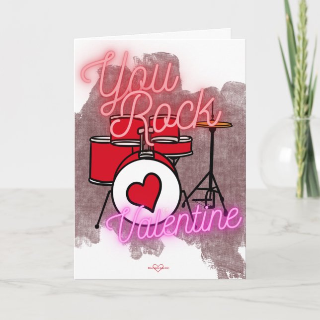 You Rock Drum Set Valentine's Day Card (Front)