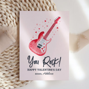 You Rock Electric Guitar Kids Valentines Day Note Card