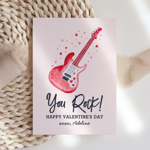 You Rock Electric Guitar Kids Valentines Day Note Card