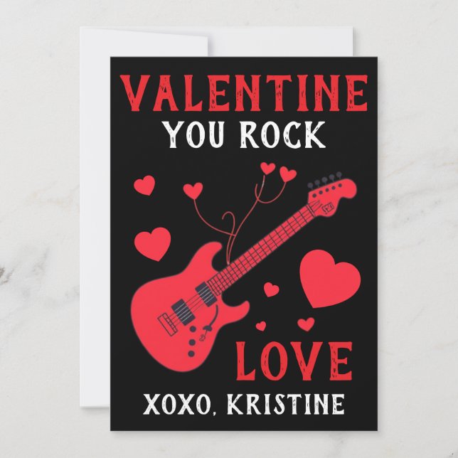 You Rock Electric Guitar Kids Valentines Day Note Holiday Card (Front)