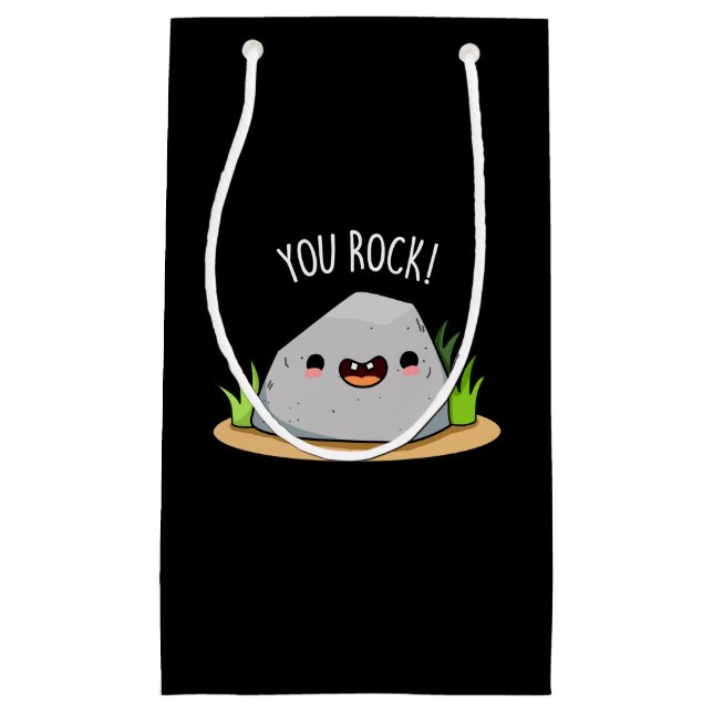 You Rock Funny Geology Pun Dark BG Small Gift Bag (Front)