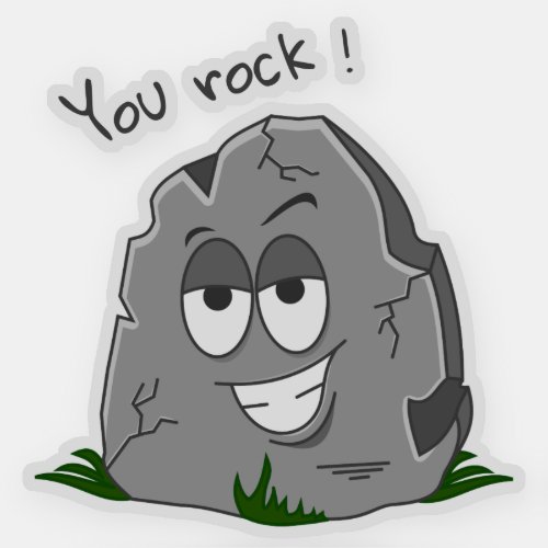 You Rock Funny Gray Cartoon Stone Sticker