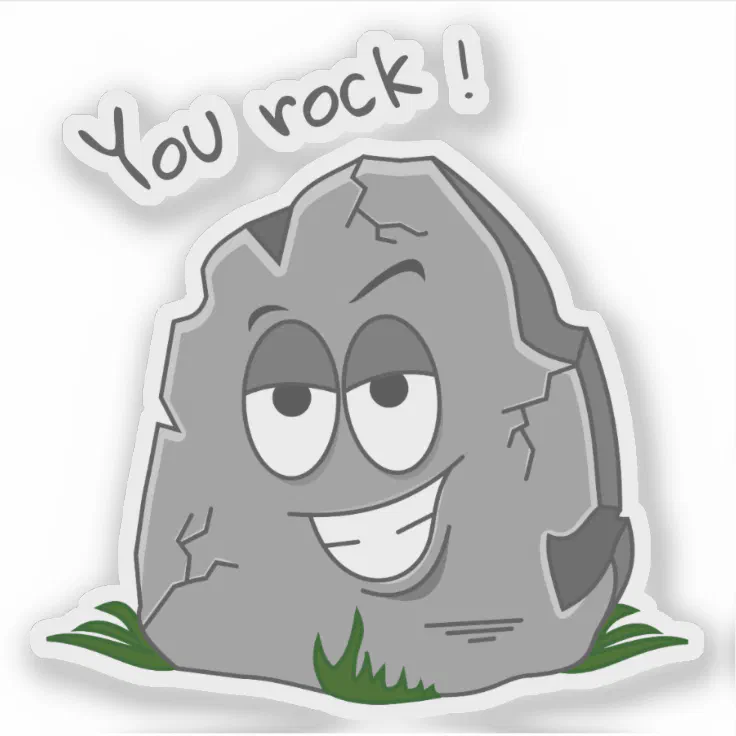 You Rock! Funny Gray Cartoon Stone Sticker | Zazzle You Rock! Funny Gray Cartoon Stone Sticker | Zazzle