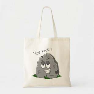 You Rock! Funny Gray Cartoon Stone Tote Bag