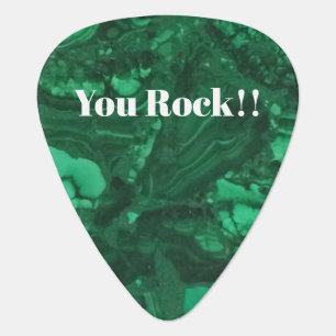 You Rock Green Gemstone Marbled Stone Guitar Pick