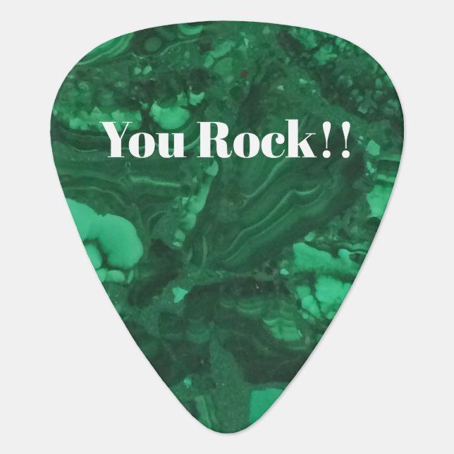 You Rock Green Gemstone Marbled Stone Guitar Pick (Front)