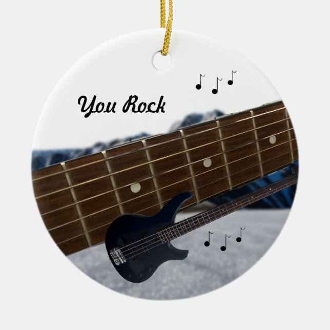 You Rock Guitar Ceramic Ornament (Front)