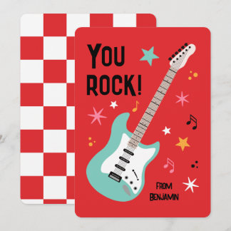 You rock guitar classroom valentine's day card