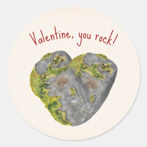 You Rock Heart Kids Classroom Valentine  Classic Round Sticker