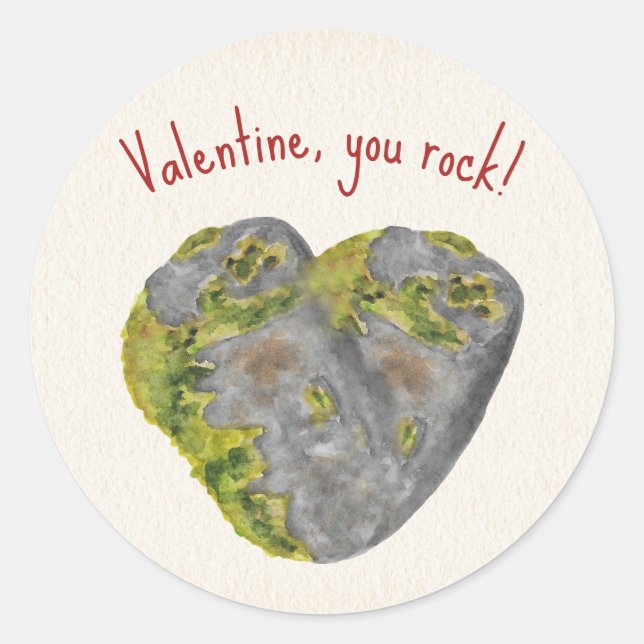 You Rock Heart Kids Classroom Valentine  Classic Round Sticker (Front)