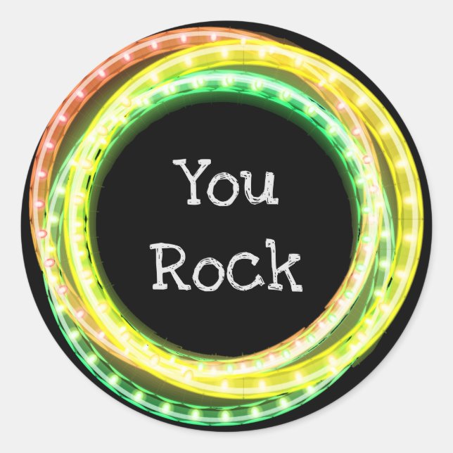 You Rock Hula Hoop Lights Classic Round Sticker (Front)