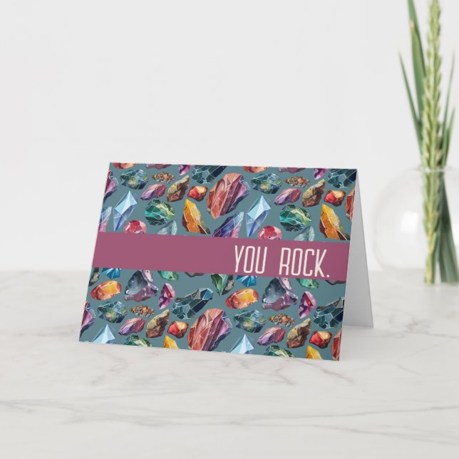 You Rock Jewel Toned Thank You Card (Front)