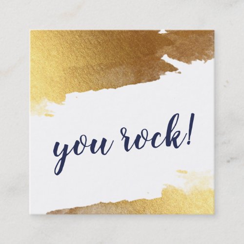 YOU ROCK modern luxe handlettered script gold navy Square Business Card