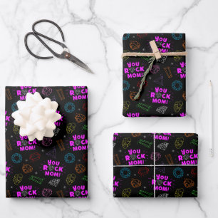 You Rock Mom Gemstone Pattern Wrapping Paper Sheets