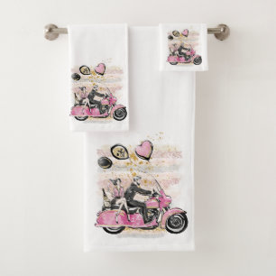 You Rock My World Couple Motorcycle Sublimation Bath Towel Set