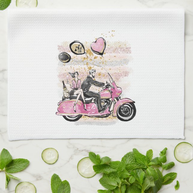 You Rock My World | Couple Motorcycle Sublimation Kitchen Towel (Folded)