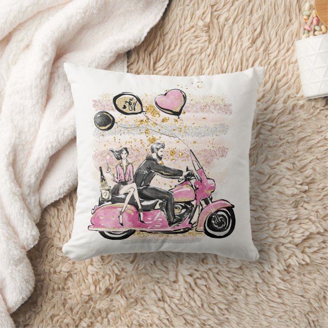 You Rock My World | Couple Motorcycle Sublimation Throw Pillow (Blanket)