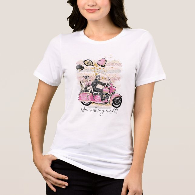 You Rock My World | Couple Motorcycle Sublimation Tri-Blend Shirt (Front)