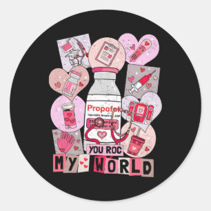 You Rock My World Heart Nurse Love Hospital Valent Classic Round Sticker