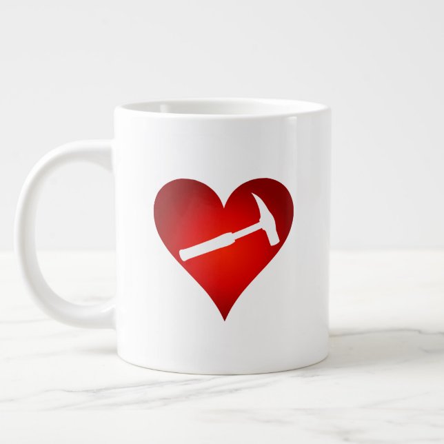 You Rock My World: Rock Hammer Heart Giant Coffee Mug (Left)