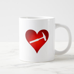 You Rock My World: Rock Hammer Heart Giant Coffee Mug