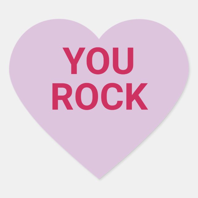 You rock purple cute Valentine's Day conversation Heart Sticker (Front)