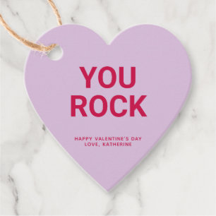 You rock purple heart fun cute Valentine's Day Favor Tags