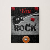 you rock red guitar kids jigsaw puzzle