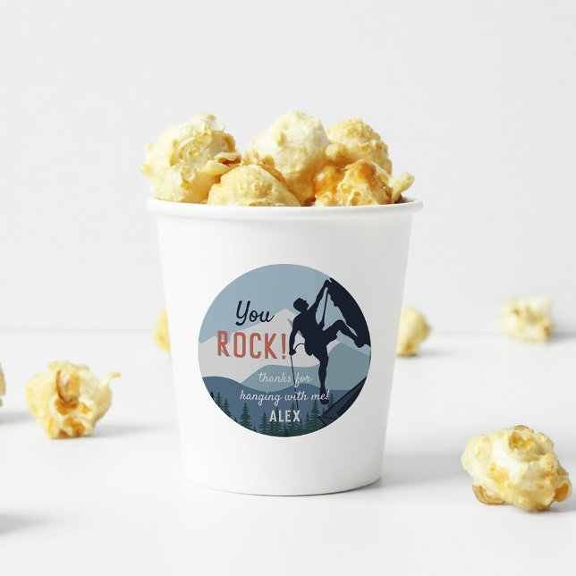 You Rock | Rock Climbing Birthday Party Favor Classic Round Sticker (Creator Uploaded)