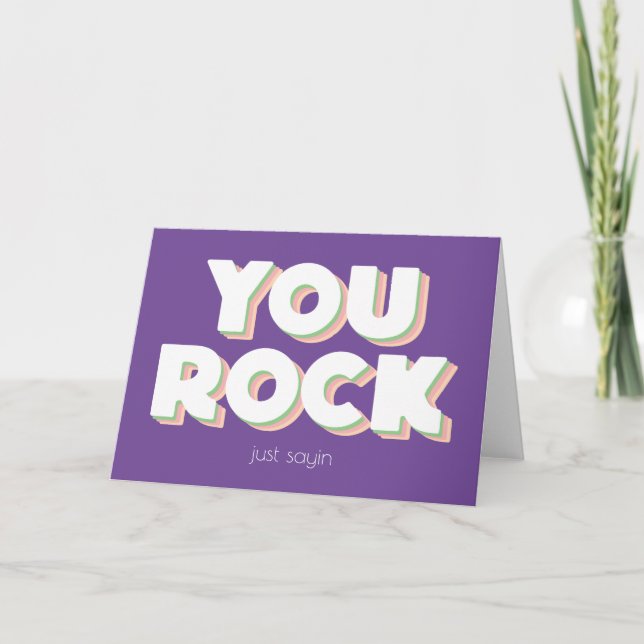 You Rock Thank You Folded Greeting Card (Front)