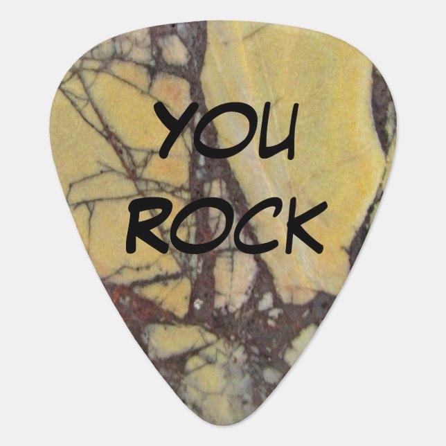 You Rock Yellow Red Stone Band Guitarist Guitar Pick (Front)