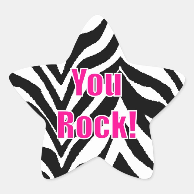 You Rock! Zebra Print Star Star Sticker (Front)