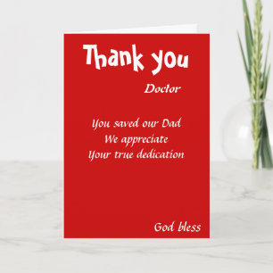 you saved our dad doctor letterpress thank you card
