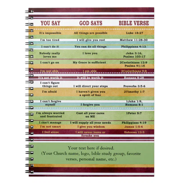 "You Say/God Says" Inspirational Bible Verses Notebook | Zazzle