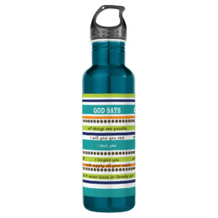YOU SAY / GOD SAYS -- Inspirational Bible Verses Stainless Steel Water Bottle