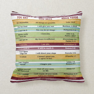"You Say/God Says" Inspirational Bible Verses Throw Pillow