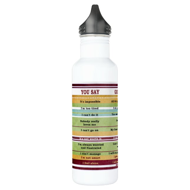 "You Say/God Says" Inspirational Bible Verses Water Bottle (Left)