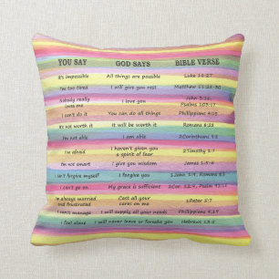 YOU SAY/GOD SAYS (Know That You Are Loved on Back) Throw Pillow