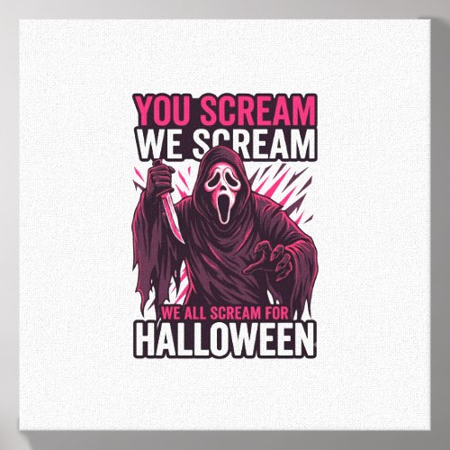 You Scream We Halloween Ghostface Bloody Knife Canvas Photo Tile