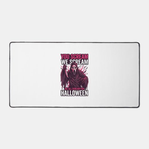 You Scream We Halloween Ghostface Bloody Knife Desk Mat