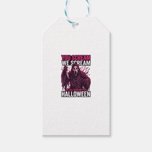You Scream We Halloween Ghostface Bloody Knife Gift Tags