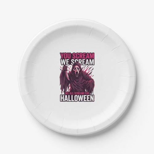 You Scream We Halloween Ghostface Bloody Knife Paper Plates