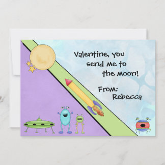 You Send Me To The Moon Valentines Classroom Holiday Card